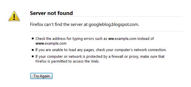 Blogger server not found