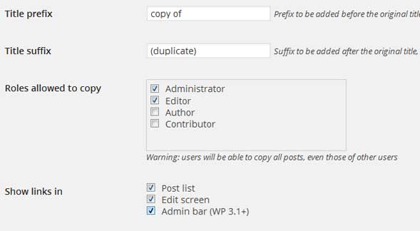 Duplicating wordpress posts and pages