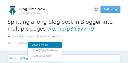 embedding Twitter tweets in wordpress