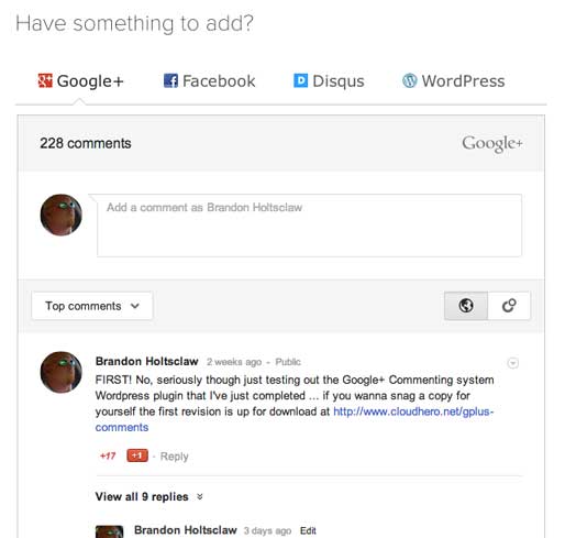 Google plus comments for wordpress