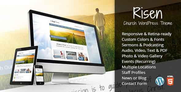 risen church wordpress theme responsive